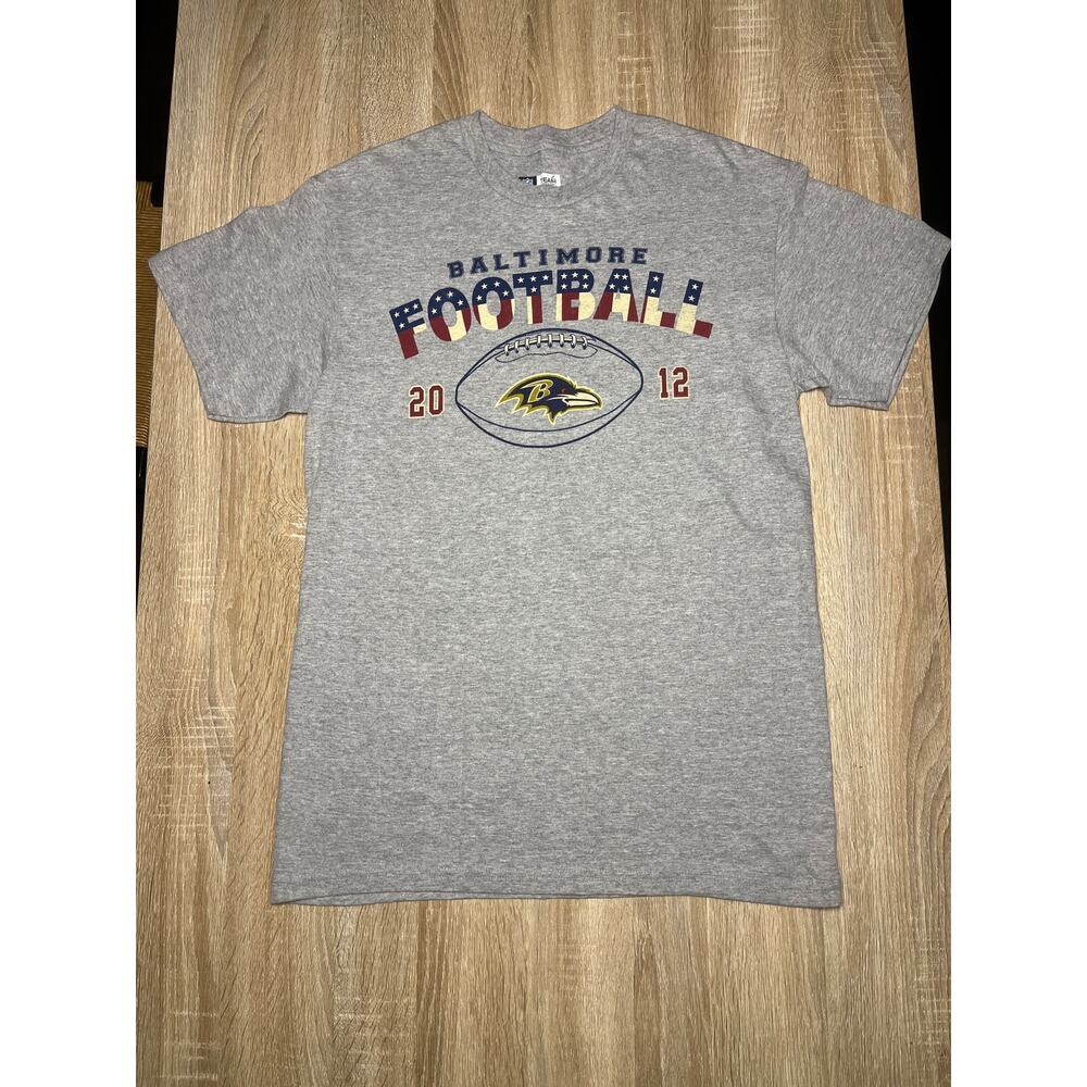 Baltimore Ravens Vintage NFL Team Apparel USA 2012 Grey TShirt Medium